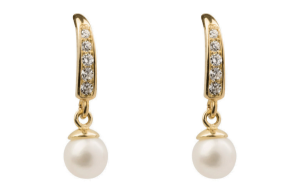 9ct Yellow Gold Drop Earrings With 4mm Fresh Water Pearls