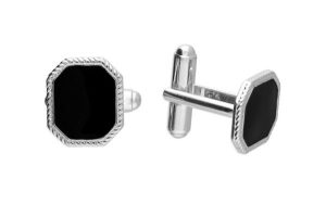 Sterling Silver Black Enamel Cufflinks