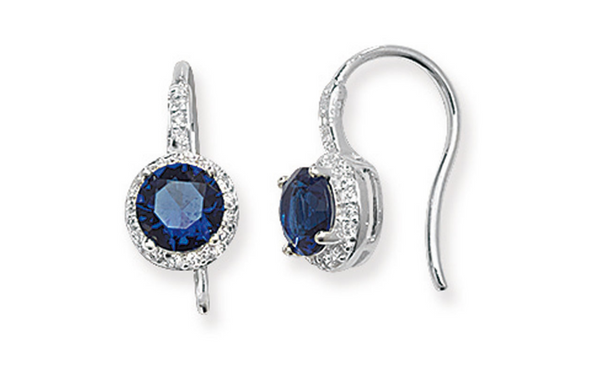 Sterling Silver Sapphire Coloured Cubic Zirconia Drop Earrings