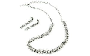 Gold Plated Cubic Zirconia Necklace And Earring Set