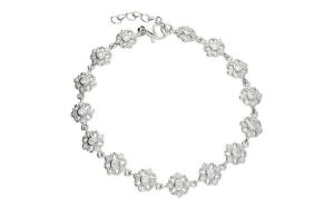 Sterling Silver Cubic Zirconia Vintage Style Floral Bracelet
