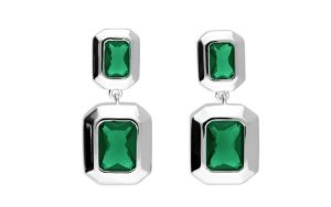 Emerald Green Glass Art Deco Earrings