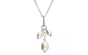 Sterling Silver Trio Fresh Water Pearl Necklace