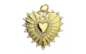 Sterling Silver Gold Plated Spiked Heart Pendant With Chain In Support Of Children With Cancer